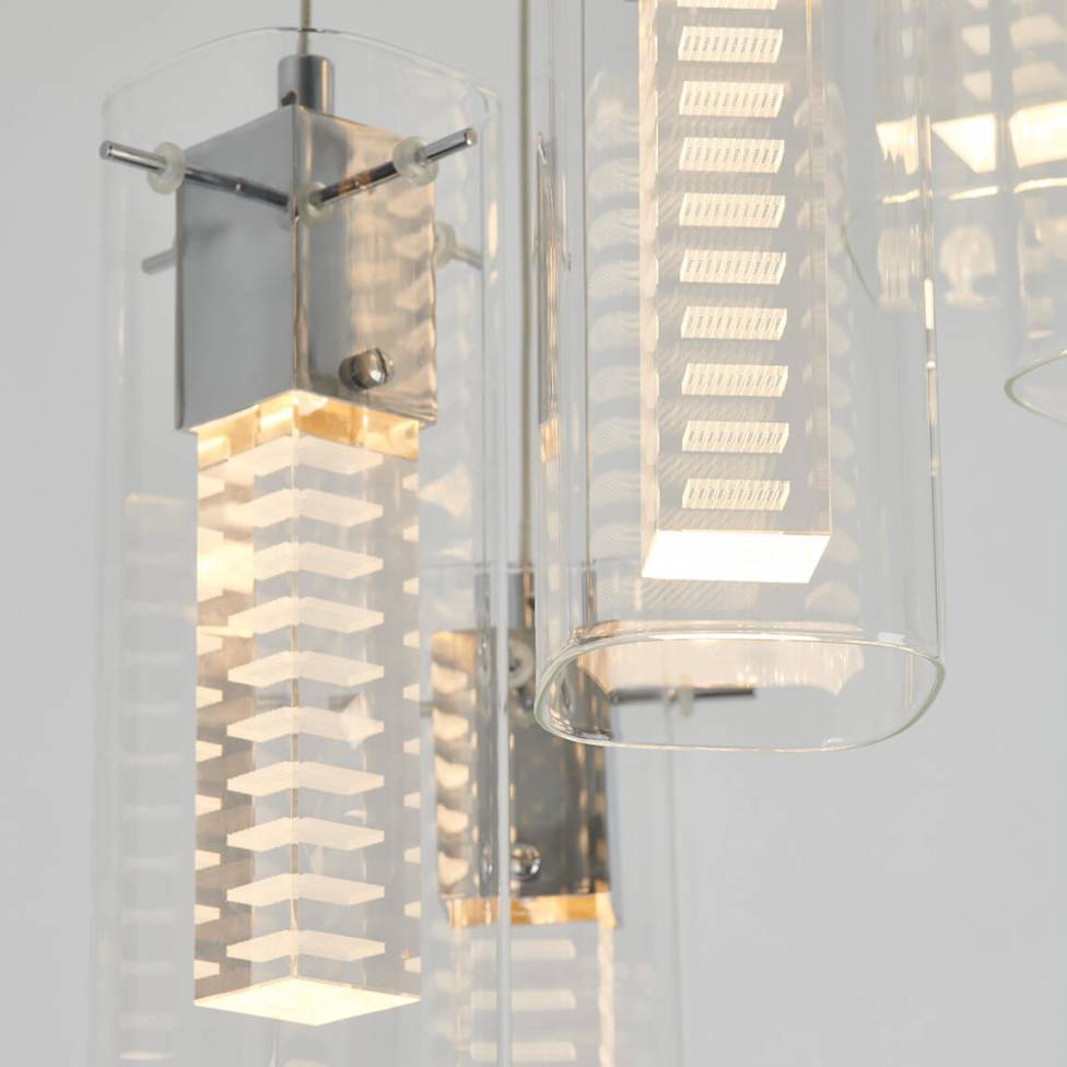 Artika Hologram Spiral Pendant Light Chrome Close-up
