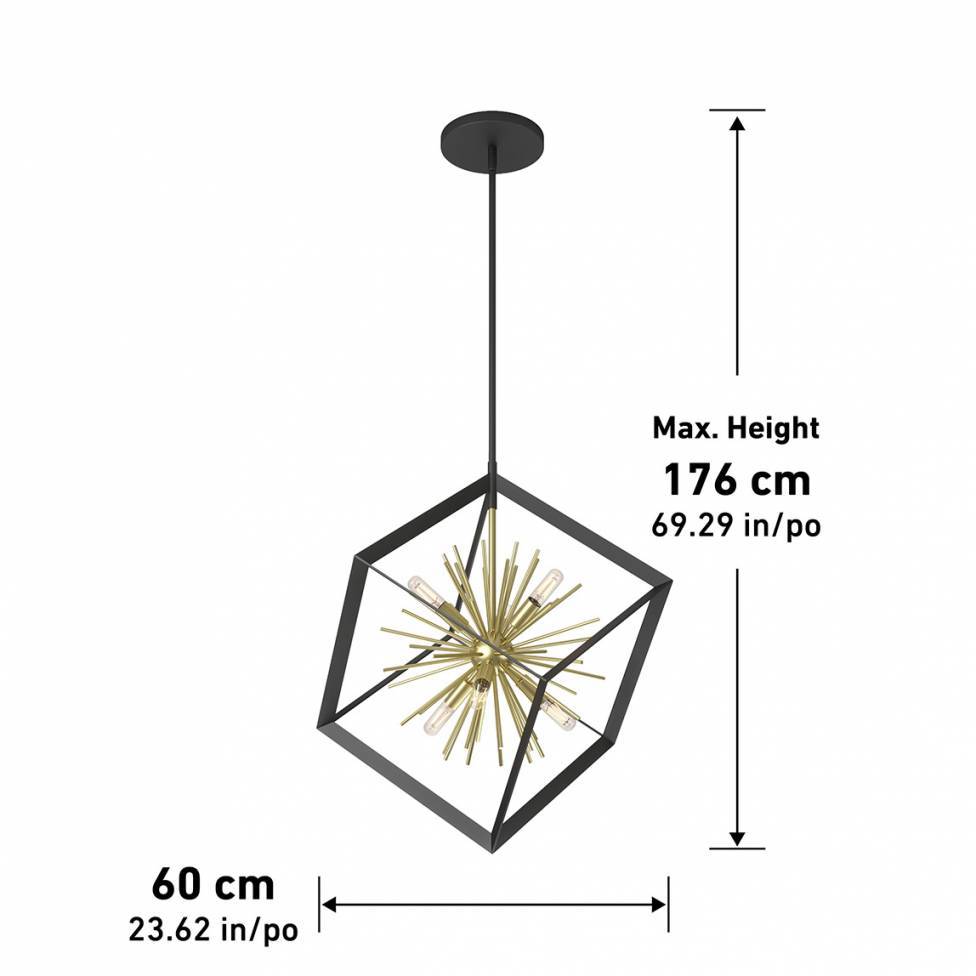Artika Nebula Chandelier Black and Gold Dimensions