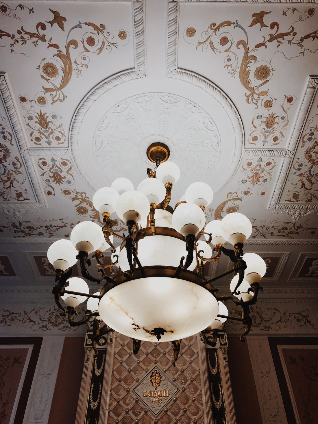 Classic to modern chandelier with glass domes