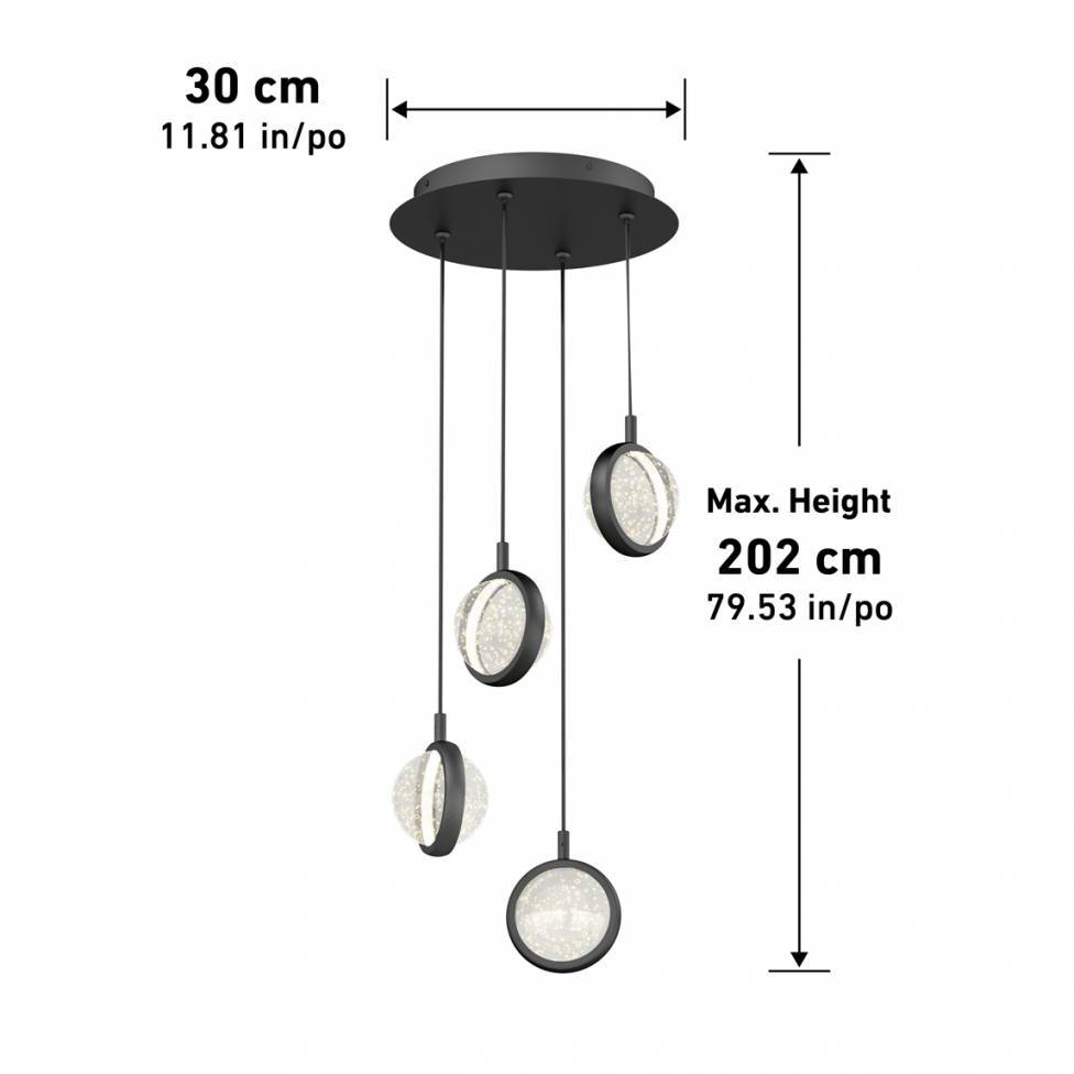 Artika Avalon Spiral Pendant Light Black Dimensions