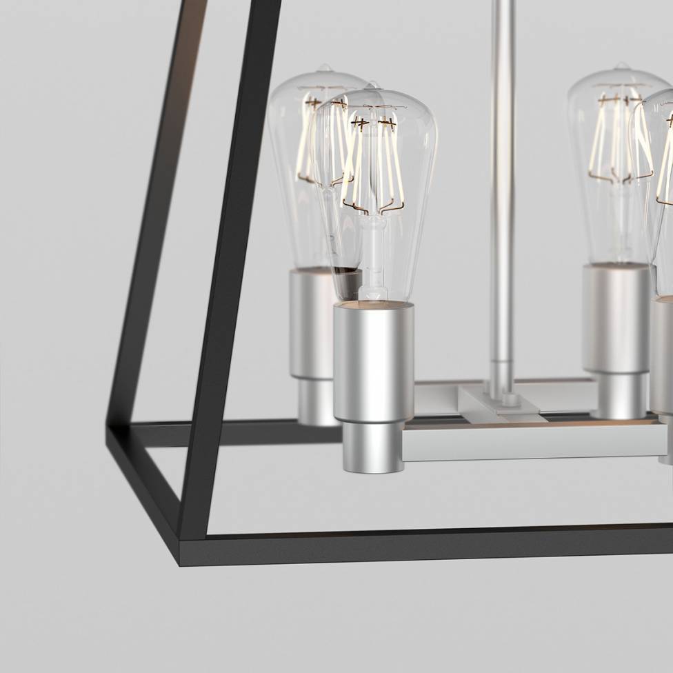 Artika Carter Square Modern Chandelier Black and Chrome Close-up