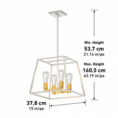 Artika Carter Square Modern Chandelier White and Gold Dimensions