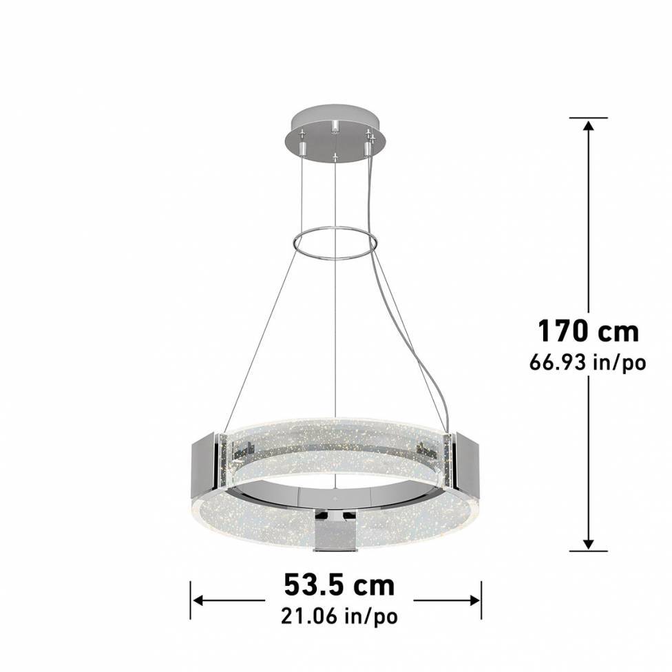 Artika Champagne Drum Modern Chandelier Chrome Dimensions