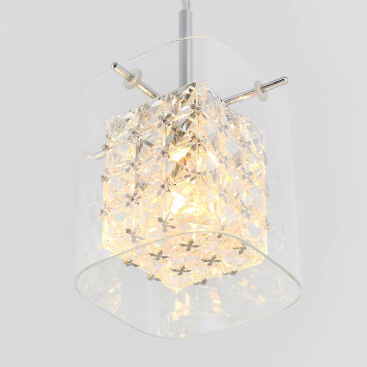 Artika Crystal Cube Pendant Light Chrome Close-up