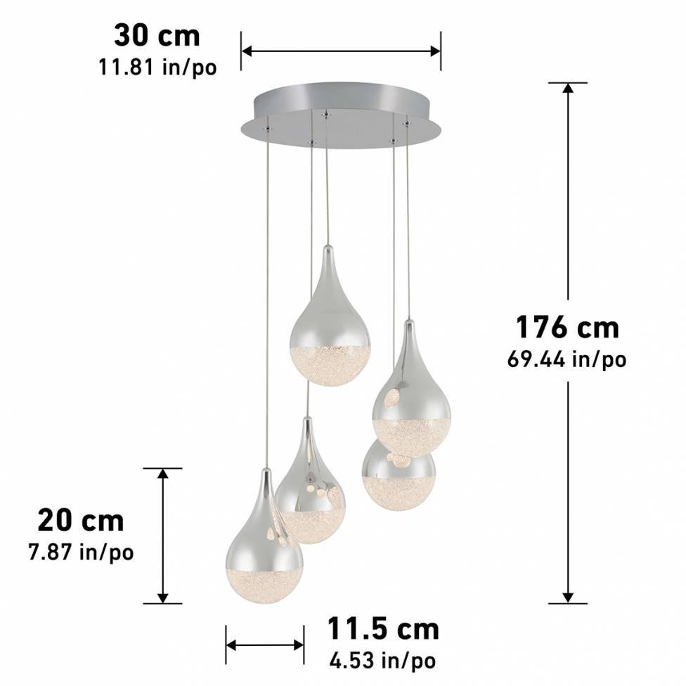 Artika Glitzer Spiral Pendant Light Chrome Dimensions