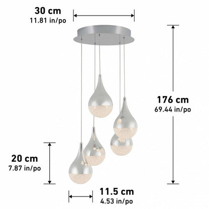 Artika Glitzer Spiral Pendant Light Chrome Dimensions