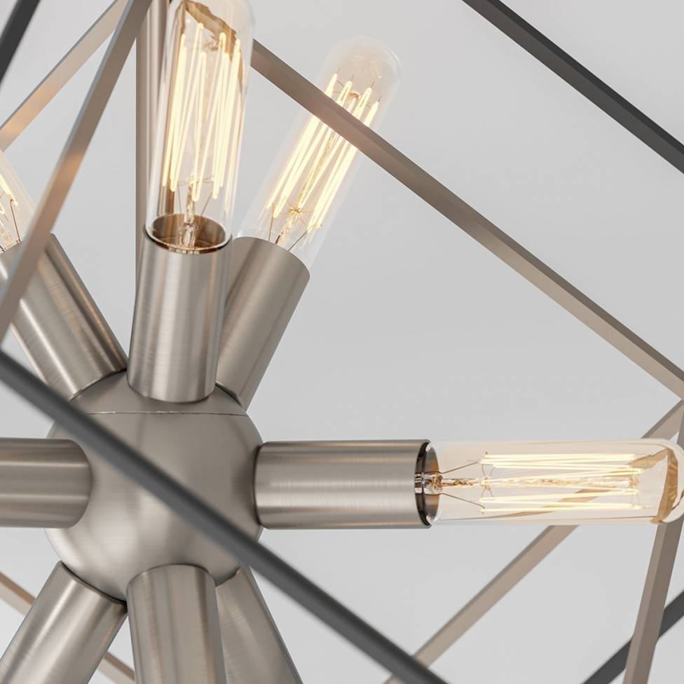 Artika Imperium Chandelier Black and Brushed Nickel Close-up