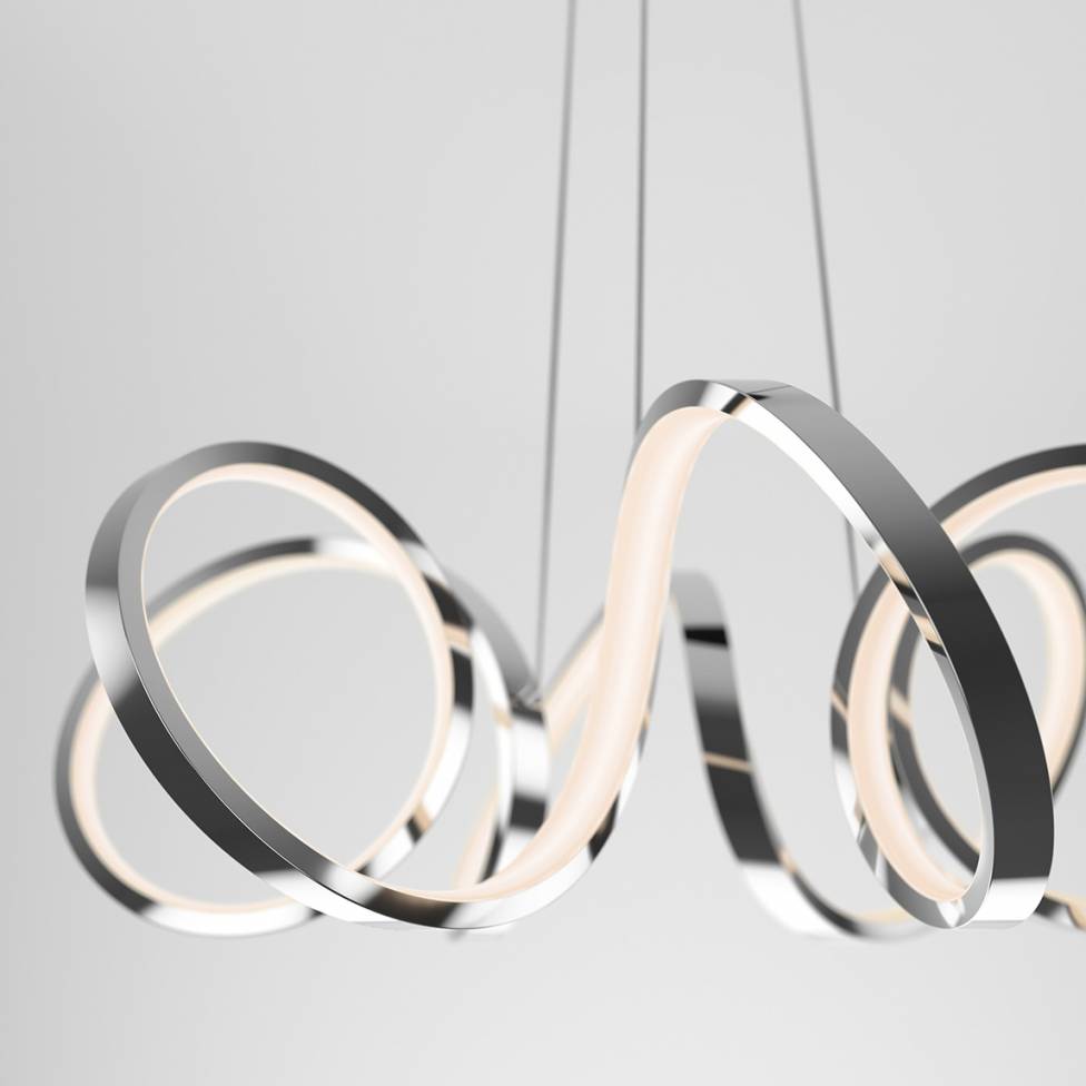 Artika Swirl Ribbon Modern Chandelier Chrome Close-up