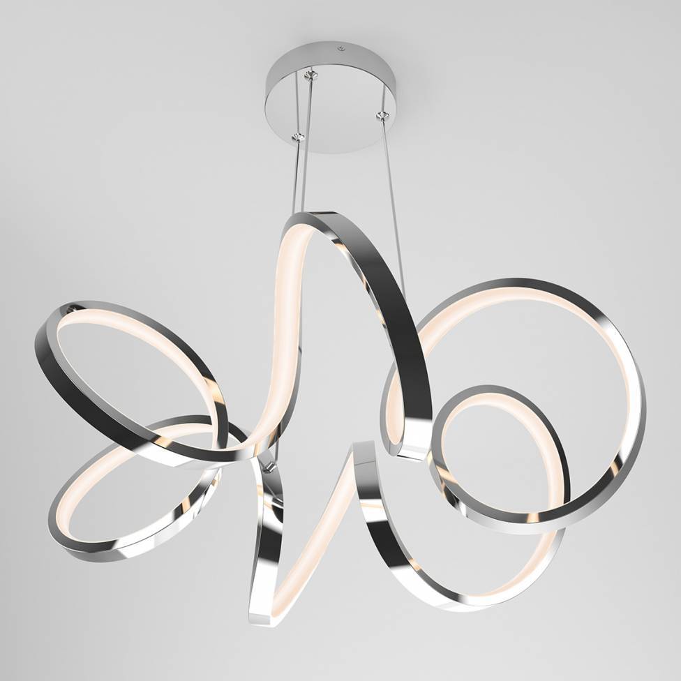 Artika Swirl Ribbon Modern Chandelier Chrome Front