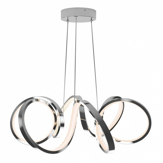 Artika Swirl Ribbon Modern Chandelier Chrome Side